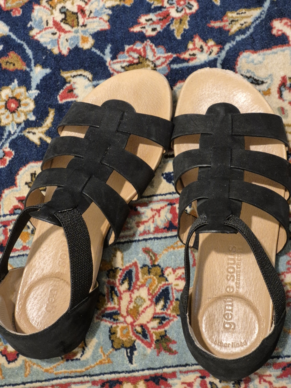 gentle souls Black Multi-Strap Slide Sandal